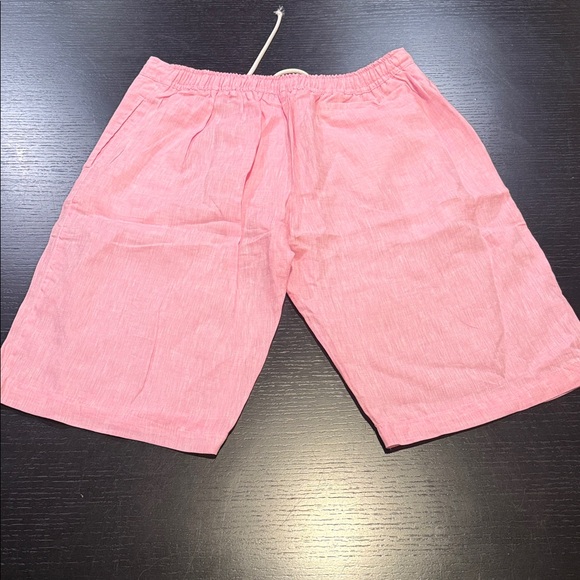 Pink Drawstring Linen Shorts - Picture 3 of 3